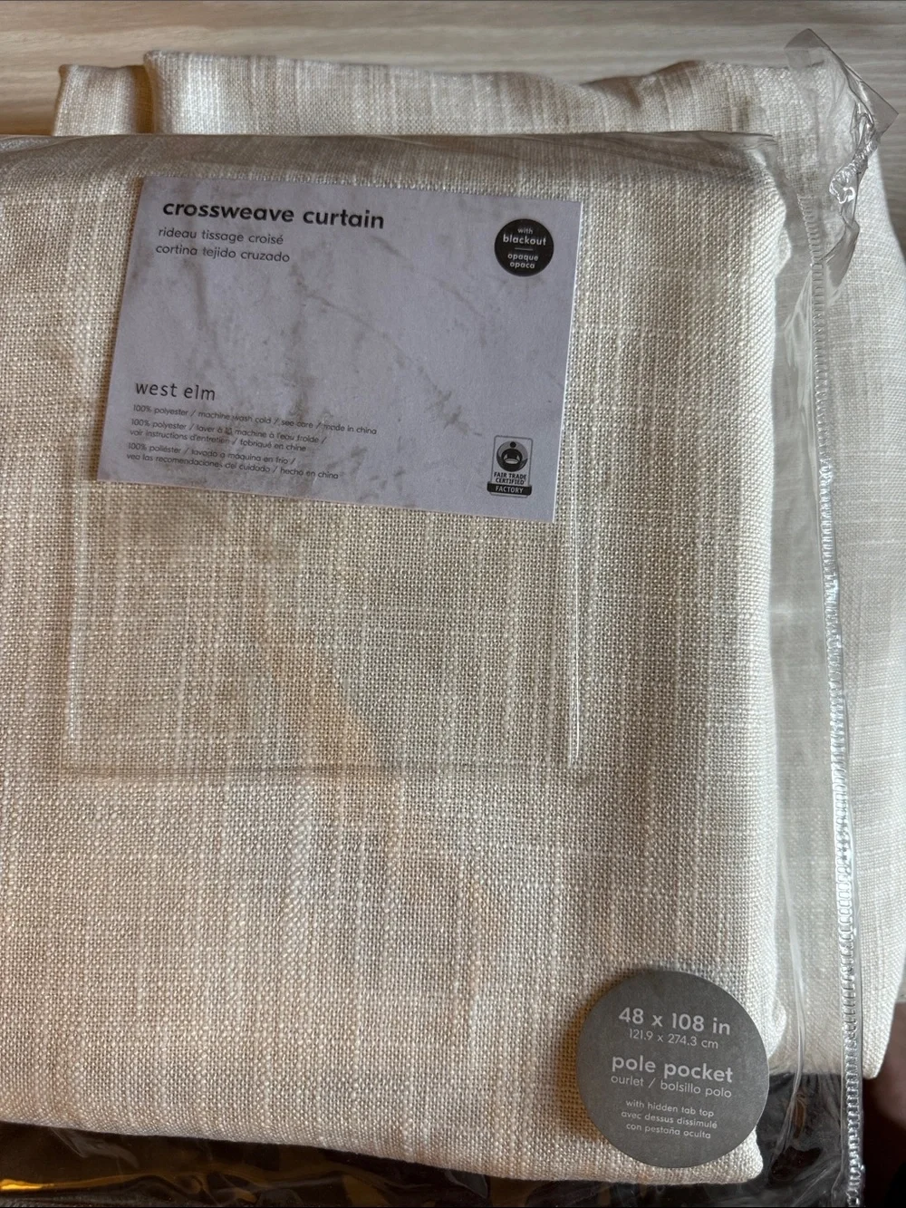 West Elm Crossweave Curtains in Natural Canva 48x108 in. (Set of 2)